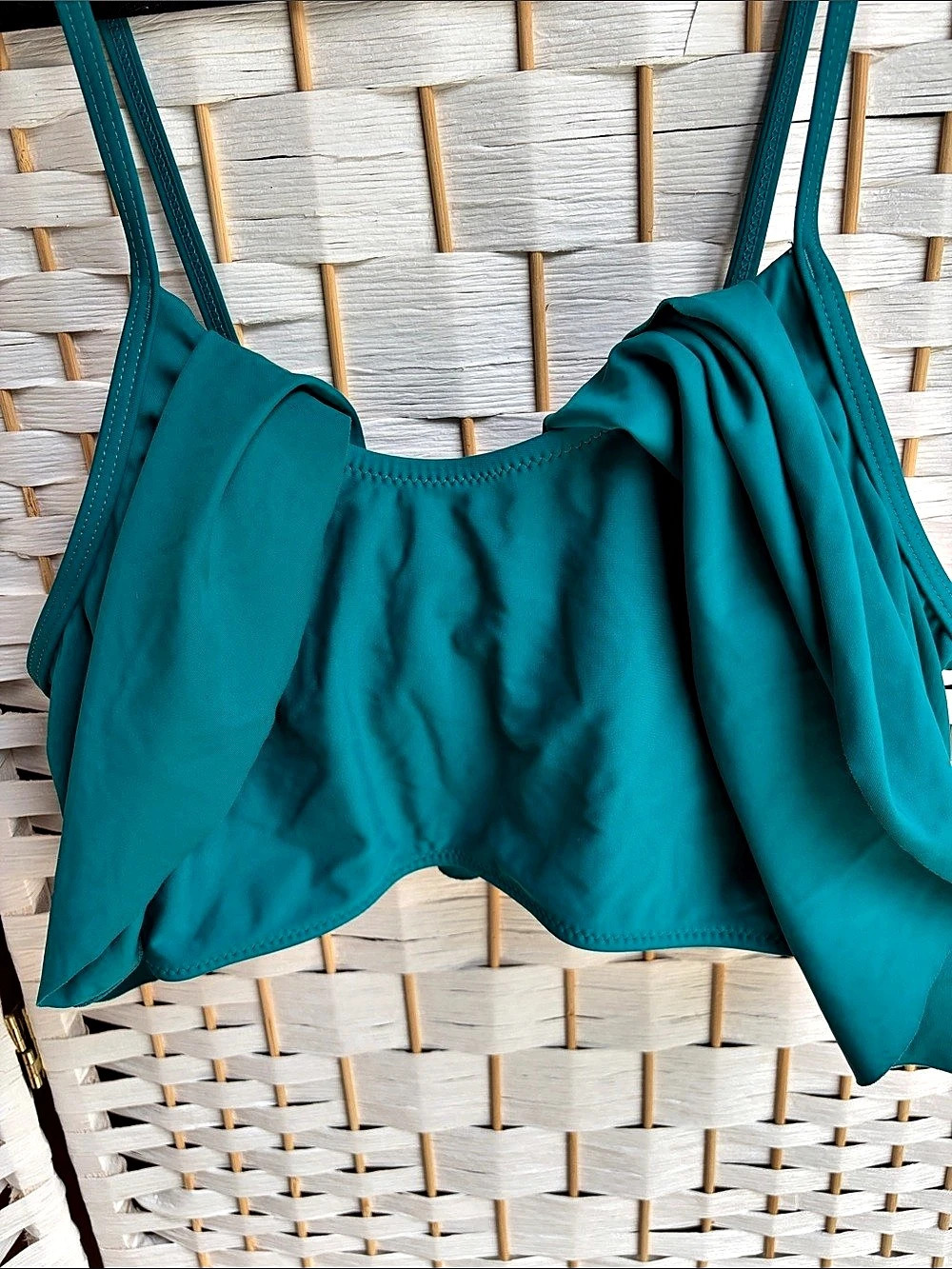 Teal Blue Ruffle Bikini Top - Picture 4 of 4